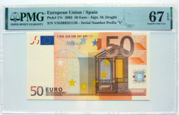 •Q-B• EUROPEAN UNION • SPAIN 50 EURO 2002 • DRAGHI • P 17 V • PMG 67 GEM UNC - 50 Euro