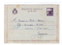 1946 BIGLIETTO POSTALE LIRE 4 CON STEMMA SABAUDO - SCRITTO NON VIAGGIATO - Entero Postal