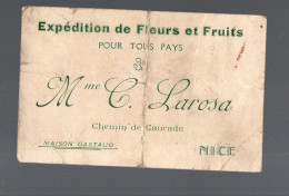 Nice (06) Carte Commerciale C LAROSA  Expédition Fleurs Er Fruits  .(PPP47190) - Publicités