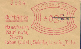 Meter Cover Deutsches Reich / Germany 1938 Chocolate - Gingerbread - Candy - Lessing  - Alimentación