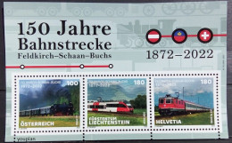 Switzerland 2022, 150 Years Railway Route Betweeen Feldkirch-Schaan-Buchs, MNH Unusual S/S - Nuovi