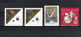 USSR Russia 1966 Space, Cosmonautic Day, Molnija 1, Komsomol, 4 Stamps MNH - Rusia & URSS