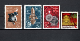 USSR Russia 1966 Space Achievement, October Revolution 49th Anniv., 4 Stamps MNH - UdSSR