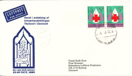 Thailand RED CROSS Special Cover 1990 With Cachet LIGHT THE DARKNESS - Red Cross