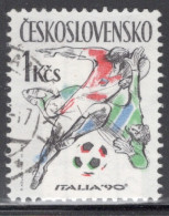 Czechoslovakia 1990 Single Stamp For Football World Cup - Italy In Fine Used - Gebruikt