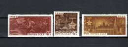 USSR Russia 1966 Space, Battle Of Moscow 25th Anniversary Set Of 3 MNH - Rusia & URSS