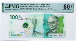 •Q-B• COLOMBIA 100000 100.000 PESOS 2014 AA • P 463a • PMG EPQ 66 GEM UNC - Colombia