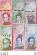 Venezuela 6 Billets En AU-UNC/SPL+ Lot N°9 (5000 Et 20000 Bolivares 2016 FORTE COTE Numéros Des Billets Peuventchanger - Venezuela