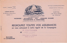 BUVARD & BLOTTER - Compagnie D'assurance L'EUROPE - Tampon Castanier Agent Marseille - Other & Unclassified