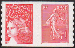 France N° 3619 P ** Ou 36 P Autoadhésif -  Marianne Du 14 Juillet. Paire Luquet Roty (Semeuse) Soit 3619 + 3419 A - Unused Stamps