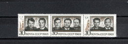 USSR Russia 1969 Space, Soyuz 6, 7 And 8, Strip Of 3 MNH - Rusia & URSS