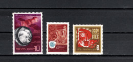 USSR Russia 1970/1971 Space, Soyuz 9, Science Congress, Communist Party, 3 Stamps MNH - UdSSR