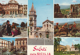 AD21 Saluti Dalla Sicilia - Messina  Siracusa Enna Catania Taormina - Panorama Vedute Multipla / Non Viaggiata - Andere & Zonder Classificatie