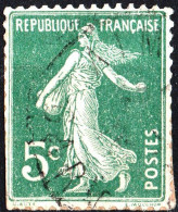 FRANCIA, FRANCE, TIPO “SEMEUSE”, 5 C., 1907, FRANCOBOLLI USATI Yt:FR 137, Mi:FR 116x, Scott:FR 159 - 1906-38 Säerin, Untergrund Glatt