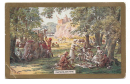 Postcard India Pigsticking Tiffin British Resting With Tea During Boar Hunt Elephant Native Helpers Posted 1908 - Indien