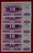 BOSNIA 5x 10.000 Dinara 24.12.1993 UNC Pick 53g   Handstamp Sarajevo - Bosnia And Herzegovina