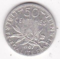 50 Centimes Semeuse 1907, En Argent - 50 Centimes