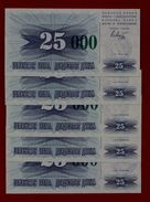 BOSNIA 5x 25.000 Dinara 24.12.1993 UNC Pick 54g   Hand Stamp Sarajevo - Bosnia Erzegovina