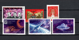 USSR Russia 1971/1972 Space, Soyuz 11, October Revolution, Cosmonautic Day, Leipzig Fair 6 Stamps MNH - Russie & URSS