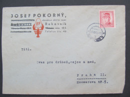 BRIEF Rakovník - Praha Sběrna Vajec Pokorný 1945 Provisorium  // P8200 - Storia Postale