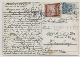 LATI 1940 Air Mail Postcard CHILE CHILI CONDOR LATI GERMANY Hamburg Gepruft Censorship OKW Sur CP RAMOS CATALAN PINXIT - Chile