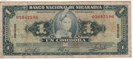 NICARAGUA.  1 Cordoba  P99c   Serie 1959   (  Indian Girl + Banco Central Building At Back ) - Nicaragua