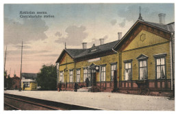 Kokkola Railway Station, Kokkolan Asema Finland 1900s Unused Hand Colored Real Photo Postcard. Publisher J.L. - Finnland