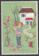 117680/ Garçonnet Cueillant Des Roses, Gaufrée, Ed M.D. Paris - Mother's Day