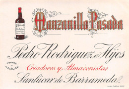 00097 "MANZANILLA POSADA - PEDRO RODRIGUEZ HIJOS - SANLUCAR DE BARRAMEDA" ETIC I QUARTO XX SECOLO - Sonstige & Ohne Zuordnung