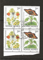 Norway 1993 Orange Tip (Anthocharis Cardamines). Small Tortoiseshell (Aglais Urtic, Mi 1114 X 1115  2 Pairs Cancelled(o) - Oblitérés