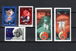 USSR Russia 1979 Space, News Satellites, Venus, Albert Einstein, Interkosmos 5 Stamps MNH - UdSSR