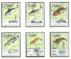 CU.- CUBA 1975. ONTWIKKELING VAN DE INDUSTRIELE VISSERIJ. KOTTER, BONITO; TONIJN; CHERNA; KABELJOUW; KRAB; LANGOEST. - Usados