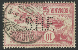 Rare ROMANIA Perfin Perforé ,,S.H.F. '' CTO -Catalog Of Romanian Perfins Laszlo Eros  B RARE ( 6-20 Examples Reported ) - Oblitérés