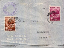 1949 ANGOLA PORTUGUESA , FRONTAL DEL BANCO DE ANGOLA CIRCULADO A LODELINSART , CORREO AÉREO - Angola