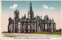 B30. Vintage Postcard. West Block, Parliament Buildings, Ottawa, Canada - Ottawa