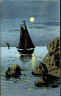 CPA Segelboote Im Clair De Lune Auf Dem Meer - Other & Unclassified