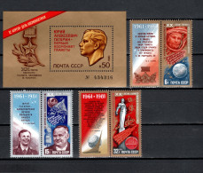 USSR Russia 1981 Space, Yuri Gagarin Set Of 3 + S/s MNH - Rusland En USSR