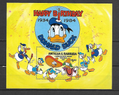 Disney Antigua & Barbuda 1984 Christmas - Donald's 50th Birthday MS MNH - Disney
