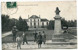 CPA Voyagé 1910 * MONTAIGU Place De L'Hôtel De Ville ( Bien Animée Enfants Devant Monument Larevellière Lépeaux ) Poupin - Montaigu
