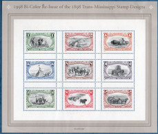 USA 1998 100 Year Trans-Mississippi Exhibition Block Issue MNH Farming, Cattle In Storm, Mining Prospectors, Emigration - Hojas Bloque