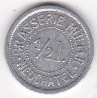 Suisse Neuchâtel Jeton En Aluminium Brasserie Müller , ½ Litre , En Aluminium  , Rare. - Monetari / Di Necessità