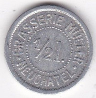 Suisse Neuchâtel Jeton En Aluminium Brasserie Müller , ½ Litre , En Aluminium  , Rare. - Monetary /of Necessity