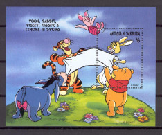 Disney Antigua & Barbuda 1998 Pooh, Rabbit, Piglet, Tigger And Eeyore In Spring MS MNH - Disney