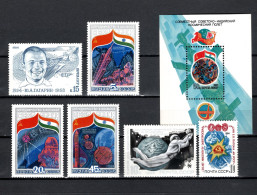 USSR Russia 1984 Space, Yuri Gagarin, Interkosmos, Cosmonautic Day 6 Stamps + S/s MNH - Rusia & URSS