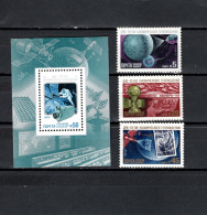 USSR Russia 1984 Space, Satellite Transmission Set Of 3 + S/s MNH - Russia & USSR