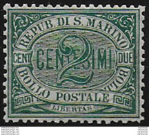 1877 San Marino Cifra 2c. Verde Bc MNH Sassone N. 1 - Autres & Non Classés