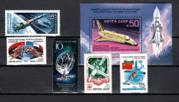 USSR Russia 1988 Space, Cosmonautic Day, Space Station Mir, Fobos 1 And 2, Cosmonauts, Buran 5 Stamps + S/s MNH - Russia & URSS