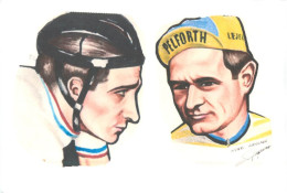 Gravure, Illustration, Caricature D'Henri Anglade . Format 297x210 Histoire De Vélo - Ciclismo