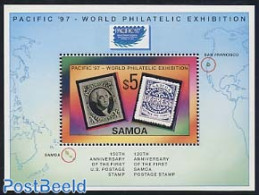 Samoa 1997 PACIFIC 97 S/s, Mint NH, Various - Philately - Stamps On Stamps - Maps - Postzegels Op Postzegels