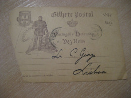 LISBOA 1894 ? Cancel Damaged Bilhete Postal Stationery Card PORTUGAL - Otros & Sin Clasificación